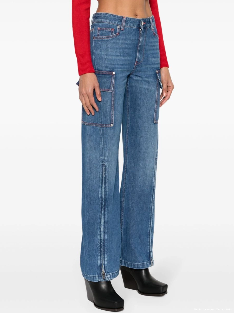 Cheap Women McCartney Stella wide-leg jeans ankle-zips 0803